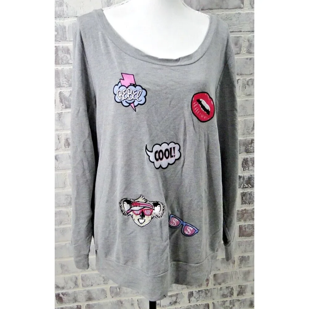 Rebel‎ Wilson for Torrid Patchwork Sweatshirt size 2 Free Shipping! Pre-owned